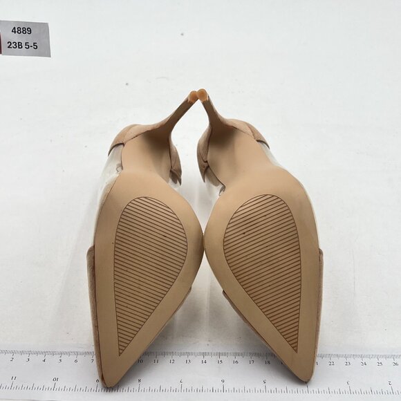 FSJ Beige Suede Stiletto Clear Pumps High Heels Slip On Sandals Party Dress Shoe - Picture 6 of 8